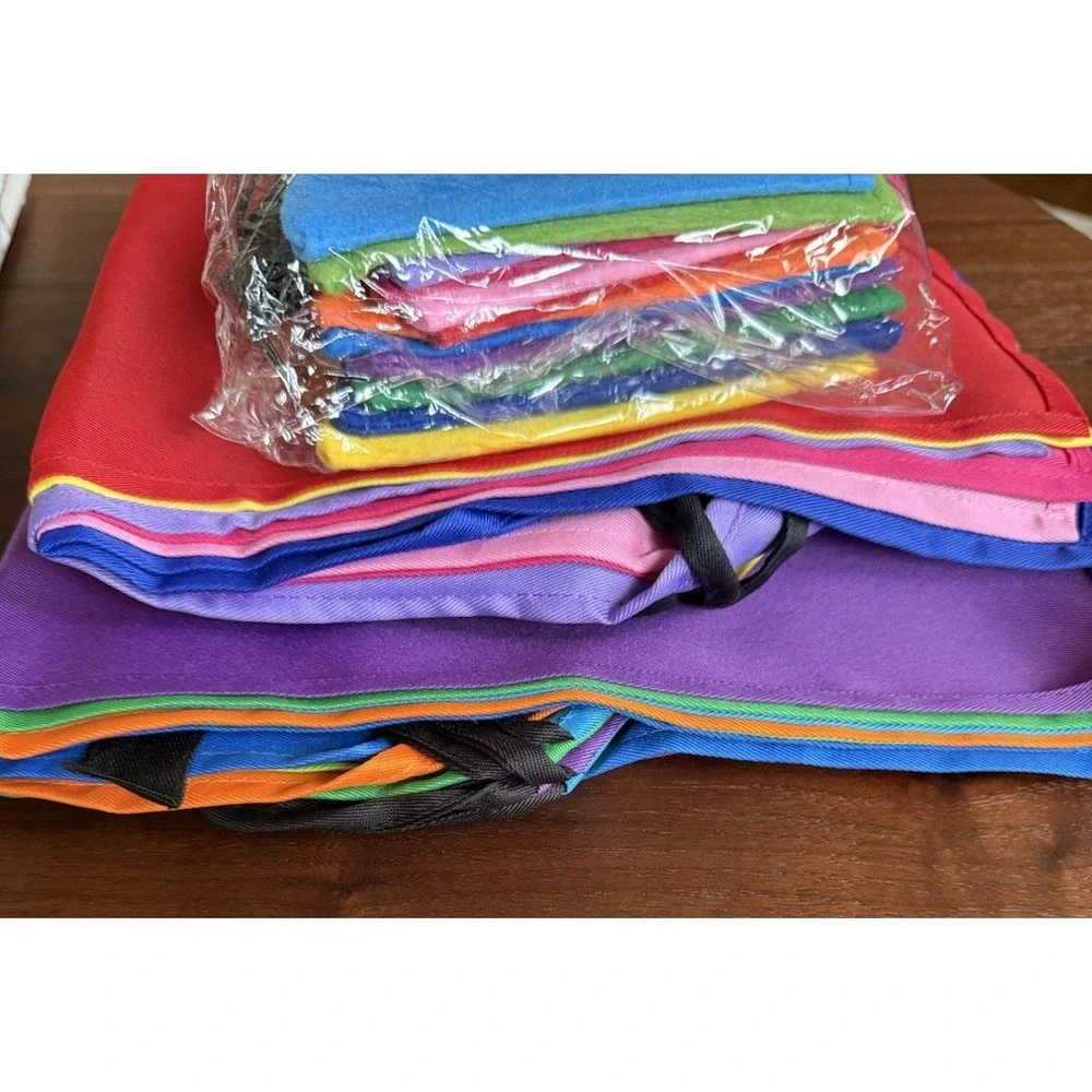 Crayon 12 Color Set  Apron & Funny Gnome Cone Hats Group Costume Set Kids NEW!